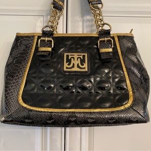 Miss Tina Taste of Couture Black Purse with gold accents